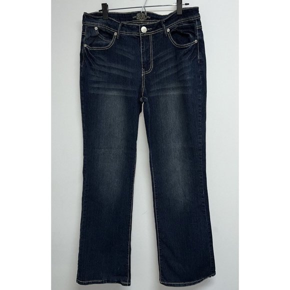 Revolt Y2K Womens Denim Blue Jeans Size 14 Mid Rise Stretch Thick Stitch - Picture 1 of 4